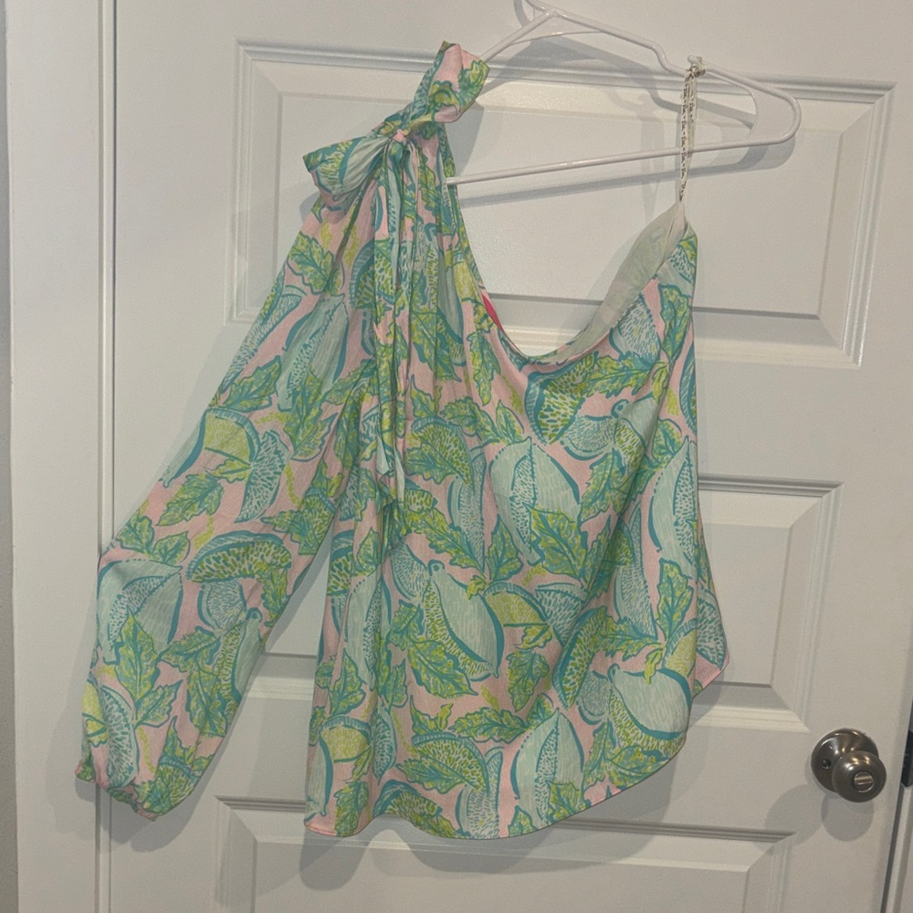 Lilly Pulitzer One-Shoulder Top in Pink, Aqua & Mint